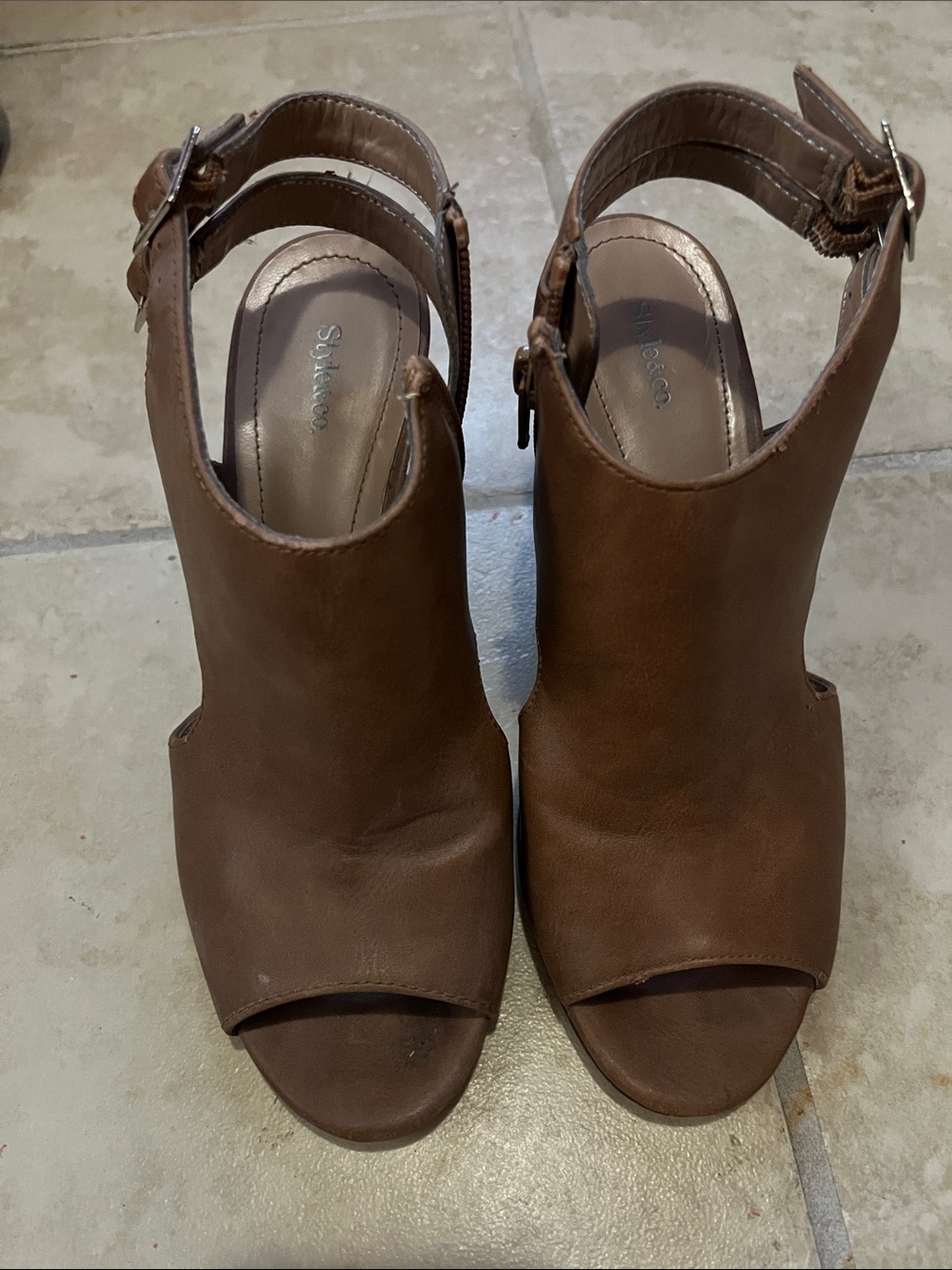 Sole Society Tan Brown Open-Toe Slingback Clog Mules